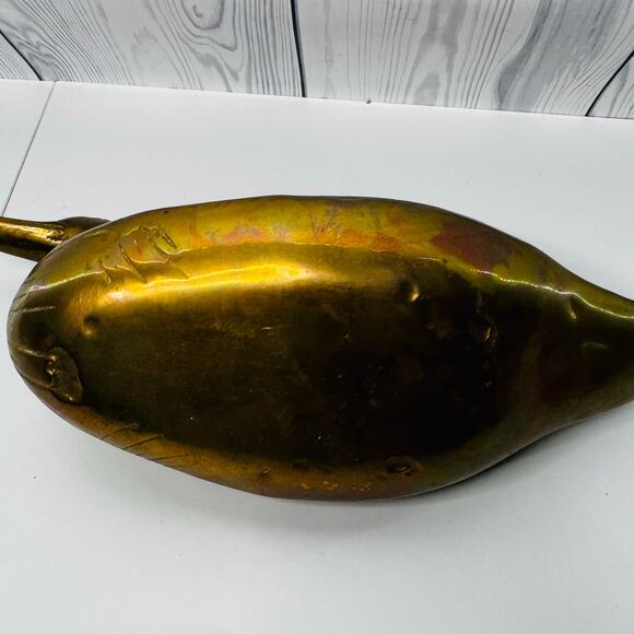 Vintage Ornate Large Brass Full Size Duck Decoy Statue Door Stop Figurine 13” - Picture 6 of 6